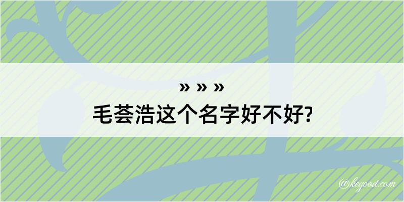 毛荟浩这个名字好不好?