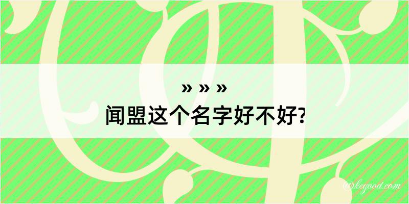 闻盟这个名字好不好?