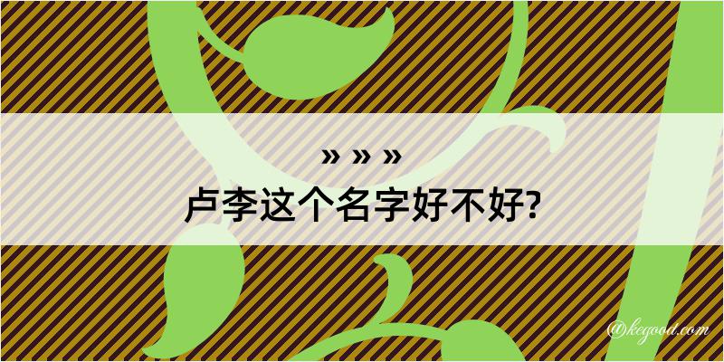 卢李这个名字好不好?