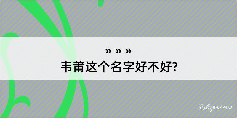 韦莆这个名字好不好?