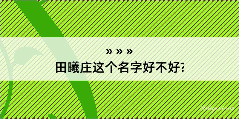 田曦庄这个名字好不好?