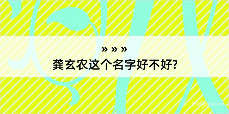 龚玄农这个名字好不好?