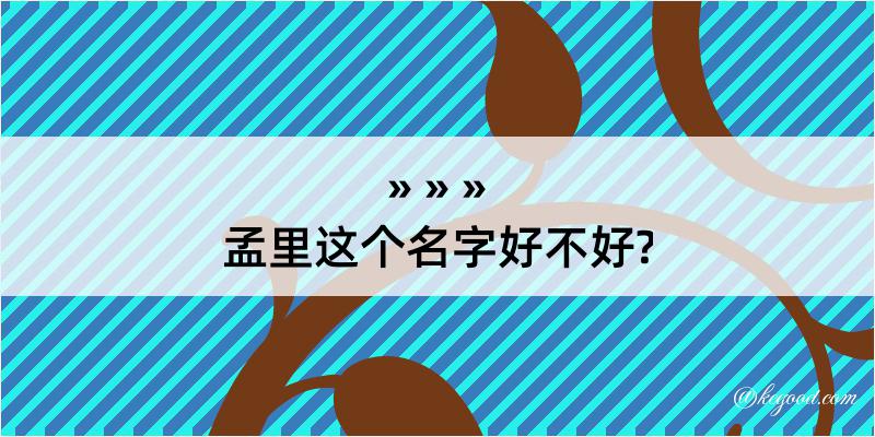 孟里这个名字好不好?