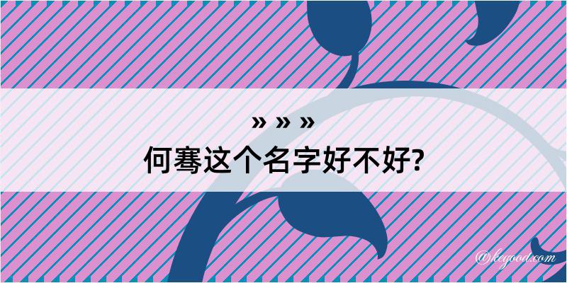 何骞这个名字好不好?