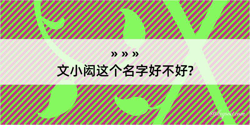 文小闳这个名字好不好?