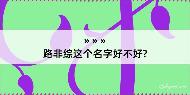 路非综这个名字好不好?