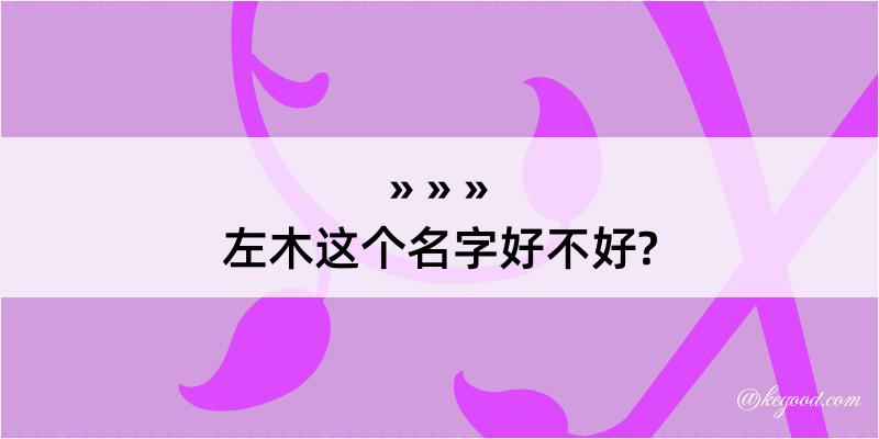 左木这个名字好不好?