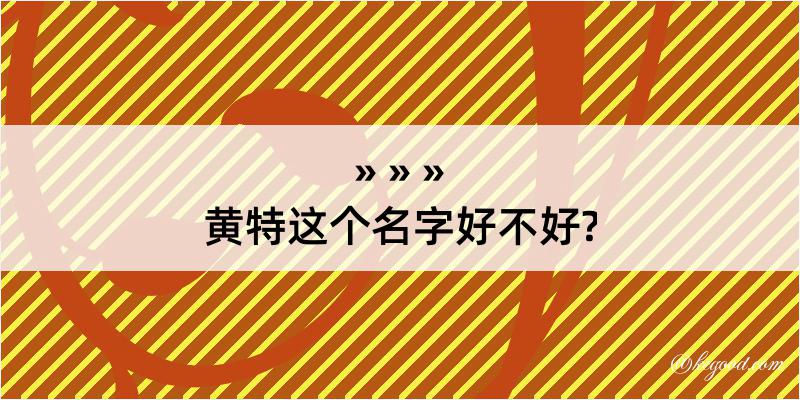 黄特这个名字好不好?