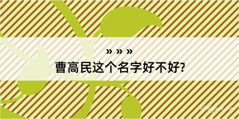 曹高民这个名字好不好?