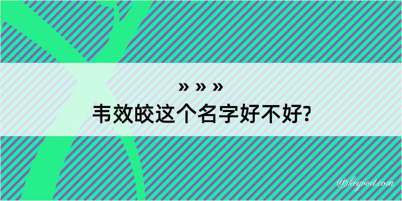 韦效皎这个名字好不好?