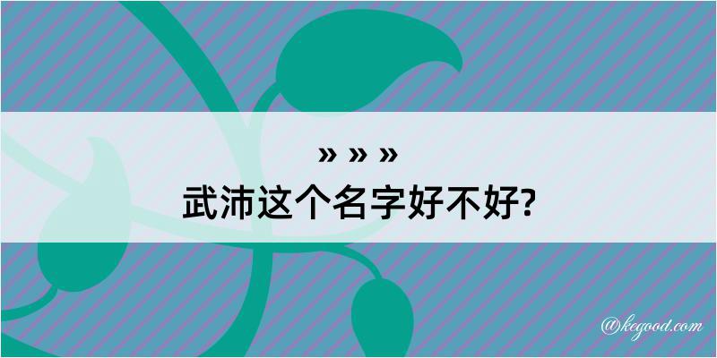 武沛这个名字好不好?