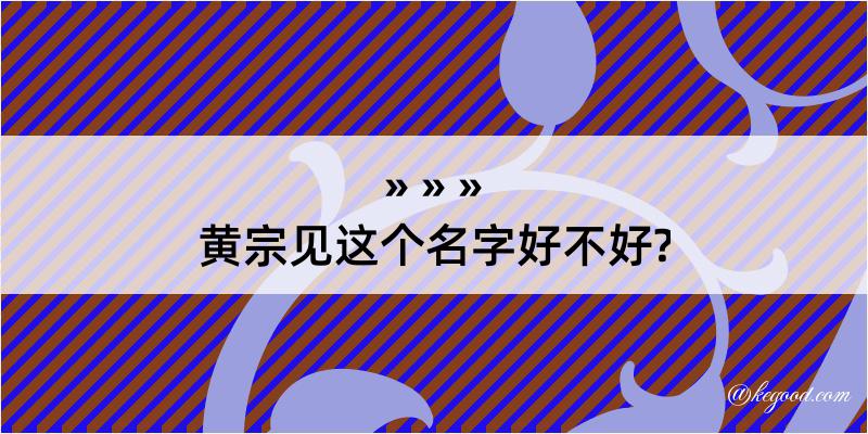 黄宗见这个名字好不好?