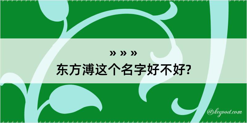 东方溥这个名字好不好?