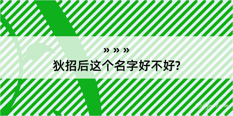 狄招后这个名字好不好?