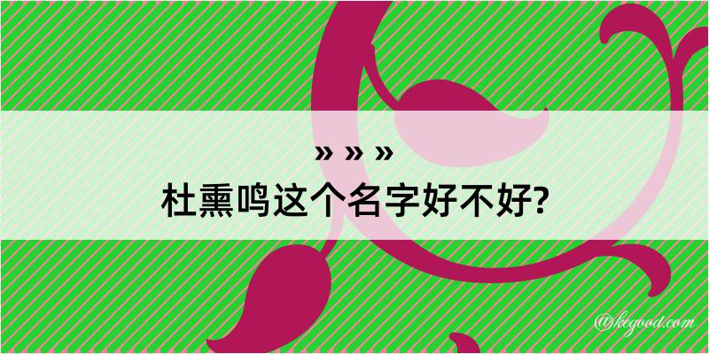 杜熏鸣这个名字好不好?