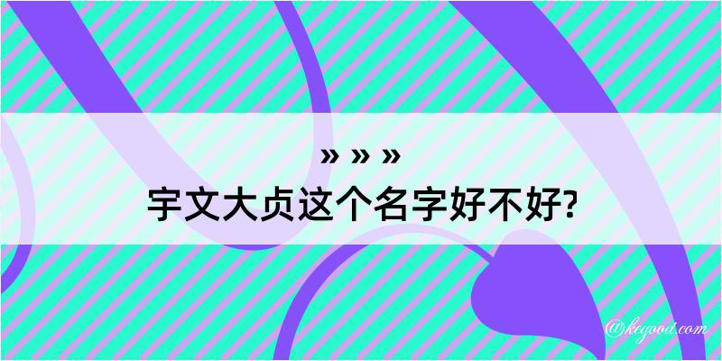 宇文大贞这个名字好不好?