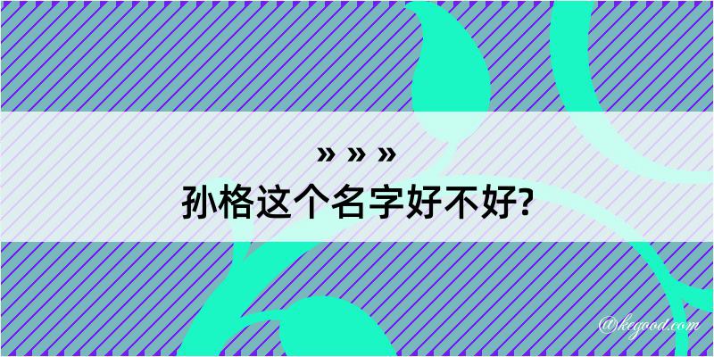 孙格这个名字好不好?