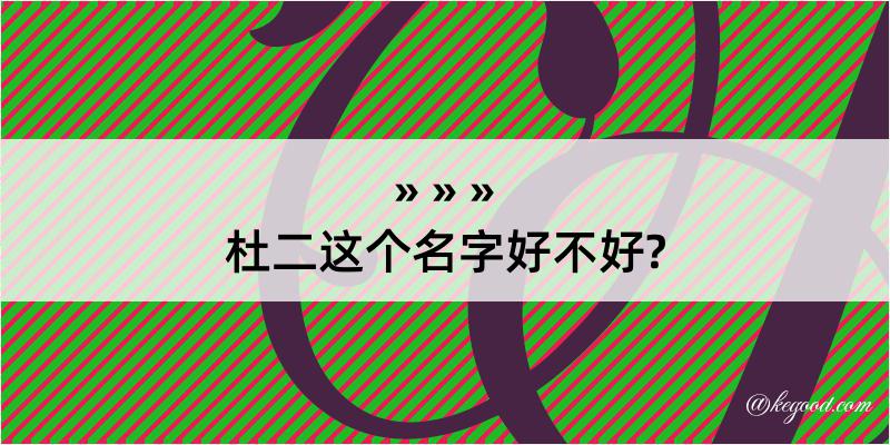 杜二这个名字好不好?