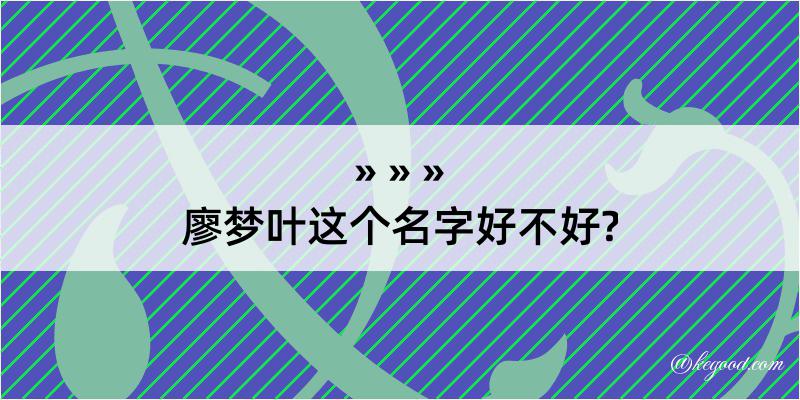 廖梦叶这个名字好不好?