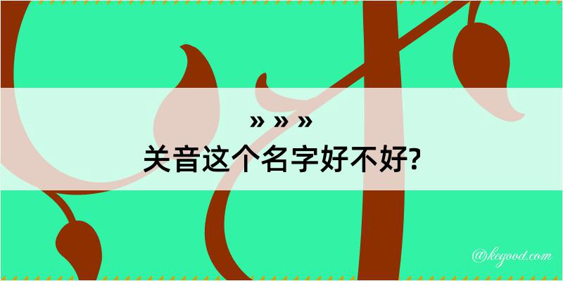 关音这个名字好不好?