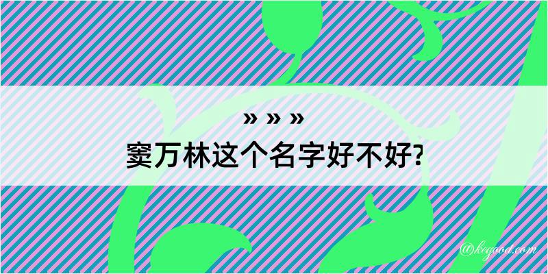 窦万林这个名字好不好?