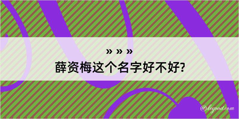 薛资梅这个名字好不好?