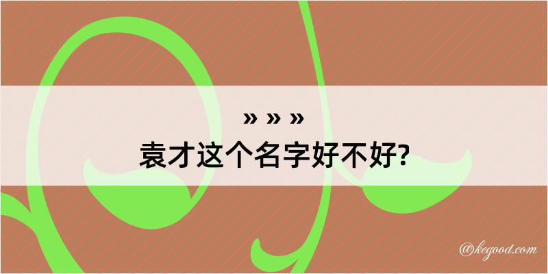 袁才这个名字好不好?