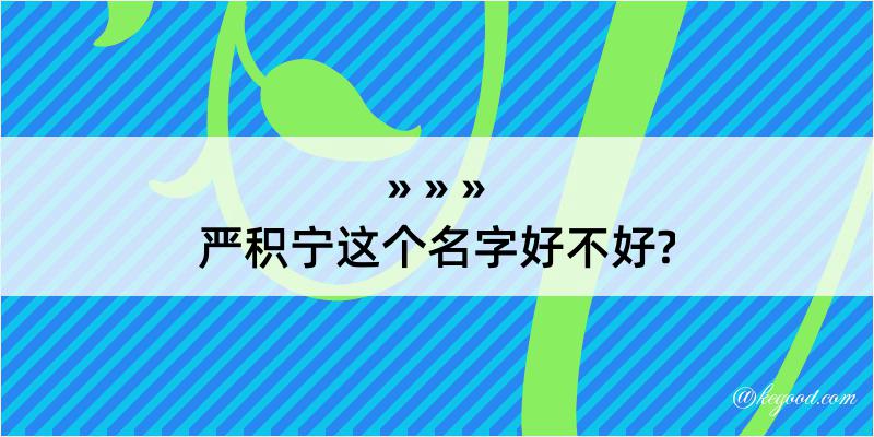 严积宁这个名字好不好?