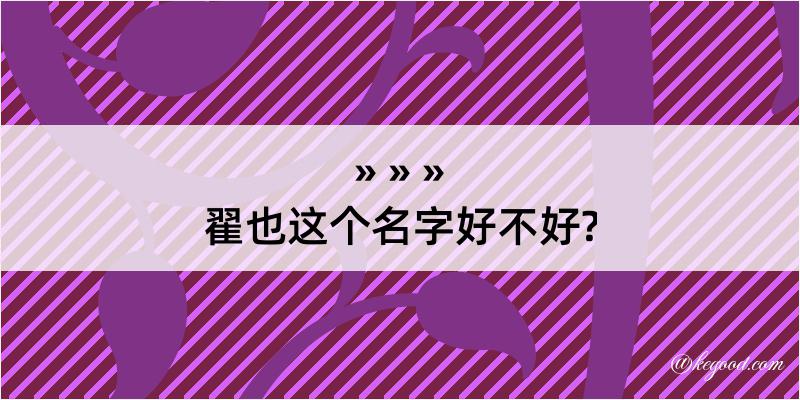 翟也这个名字好不好?