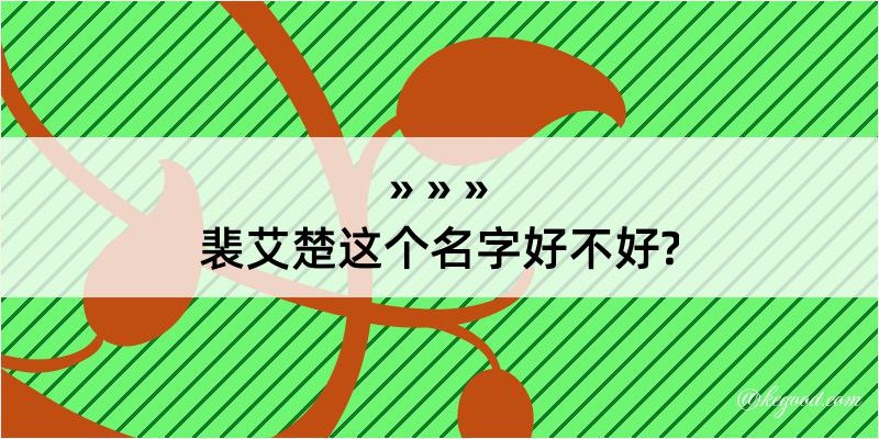 裴艾楚这个名字好不好?