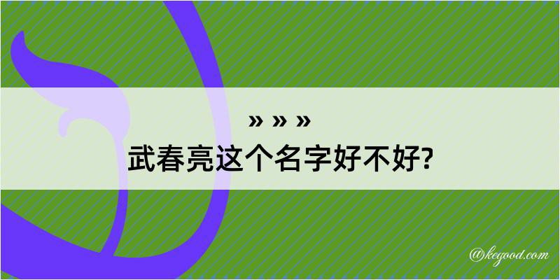 武春亮这个名字好不好?