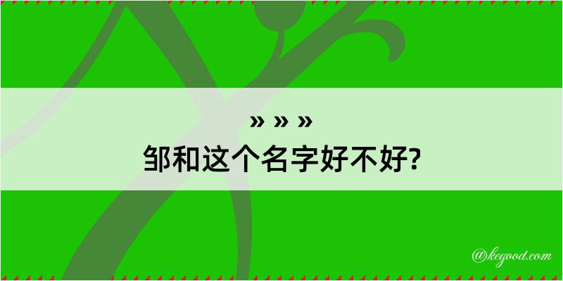 邹和这个名字好不好?