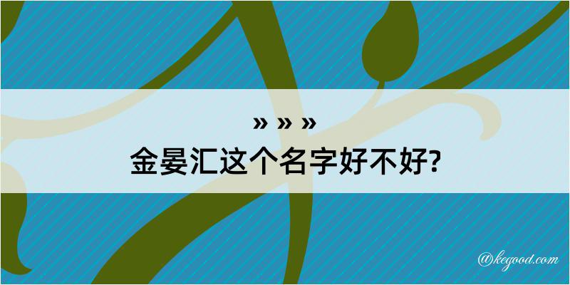 金晏汇这个名字好不好?