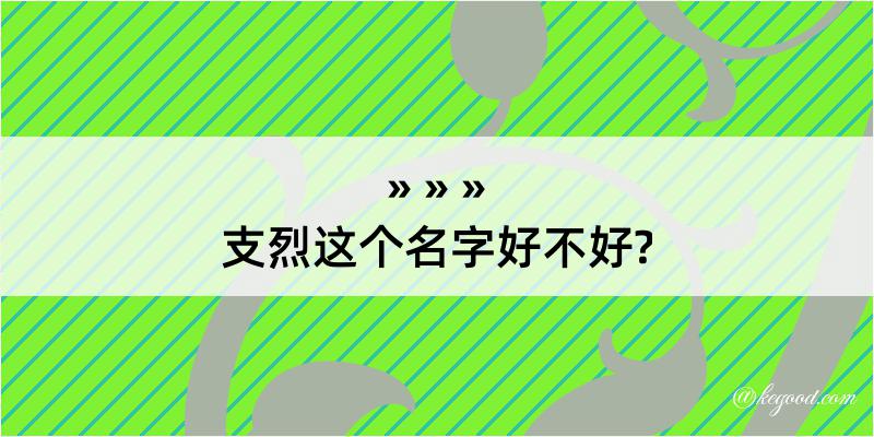 支烈这个名字好不好?