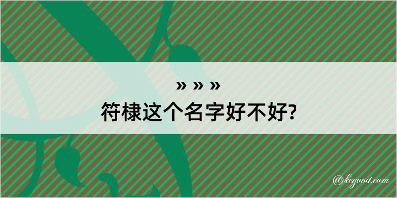 符棣这个名字好不好?