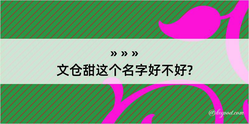 文仓甜这个名字好不好?