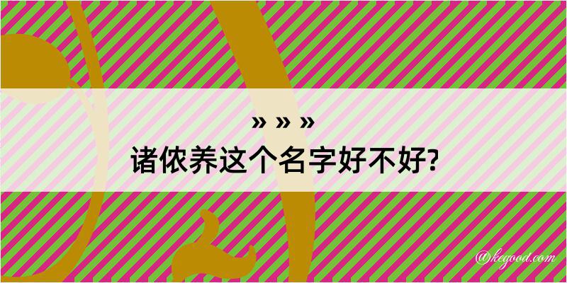 诸侬养这个名字好不好?