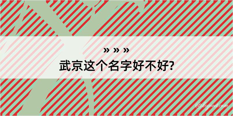 武京这个名字好不好?