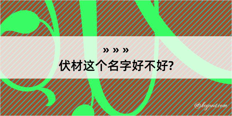 伏材这个名字好不好?