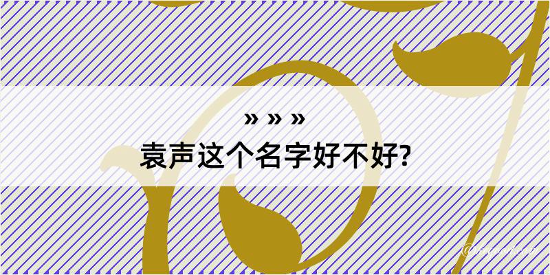 袁声这个名字好不好?