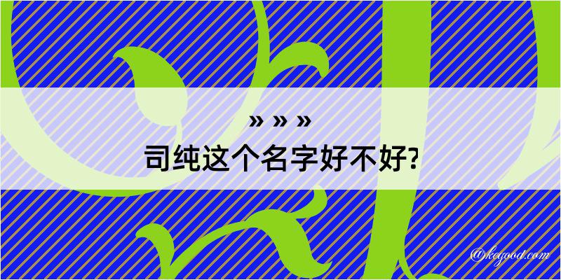 司纯这个名字好不好?