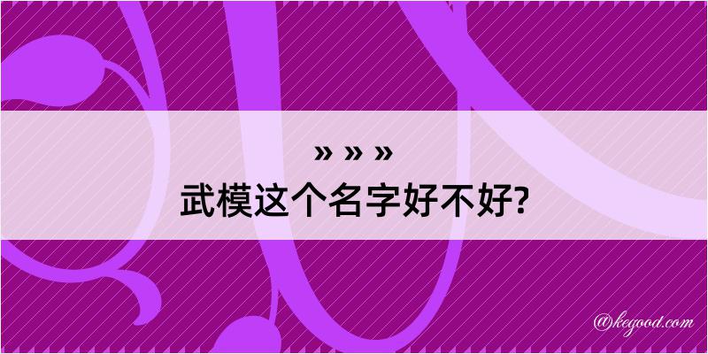 武模这个名字好不好?