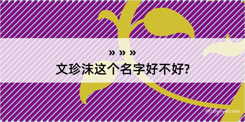 文珍沫这个名字好不好?