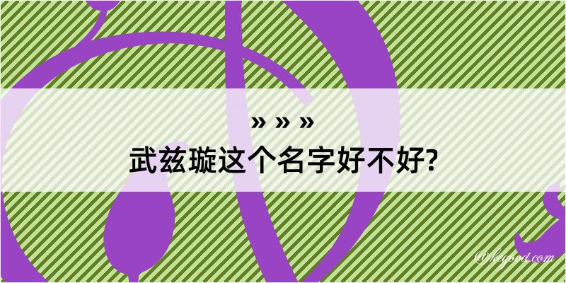 武兹璇这个名字好不好?