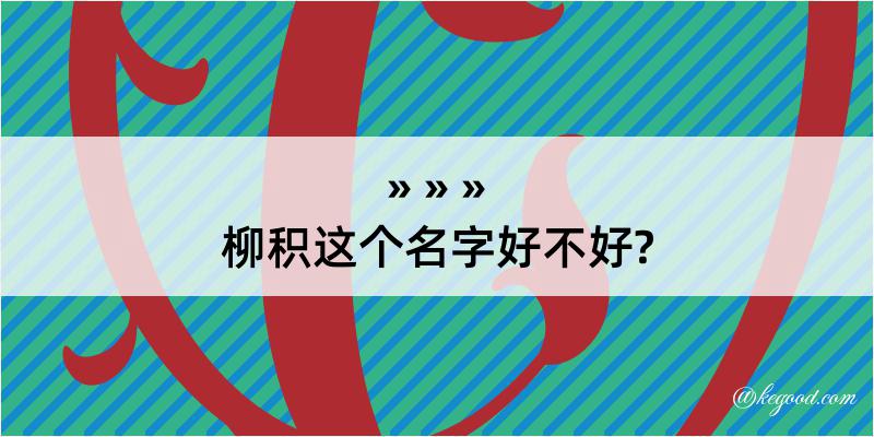 柳积这个名字好不好?