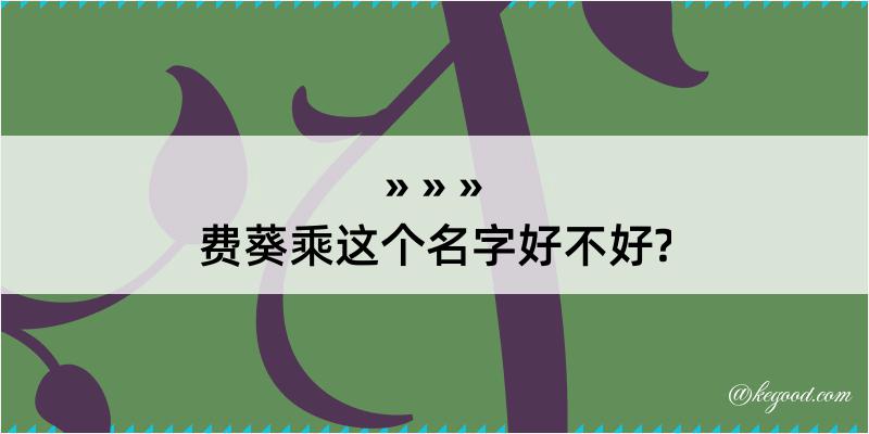 费葵乘这个名字好不好?