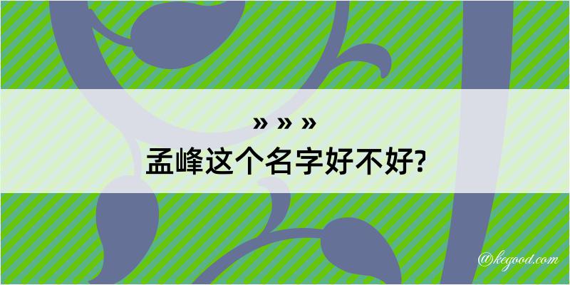 孟峰这个名字好不好?