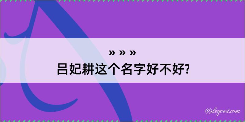 吕妃耕这个名字好不好?