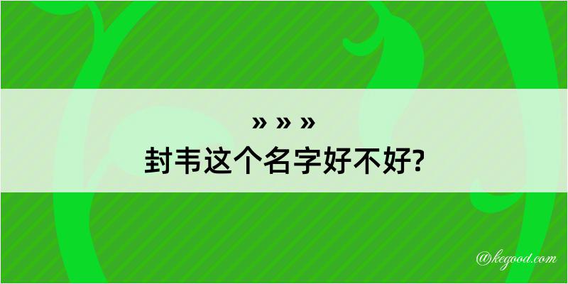 封韦这个名字好不好?