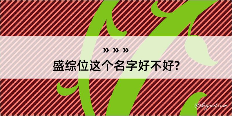 盛综位这个名字好不好?